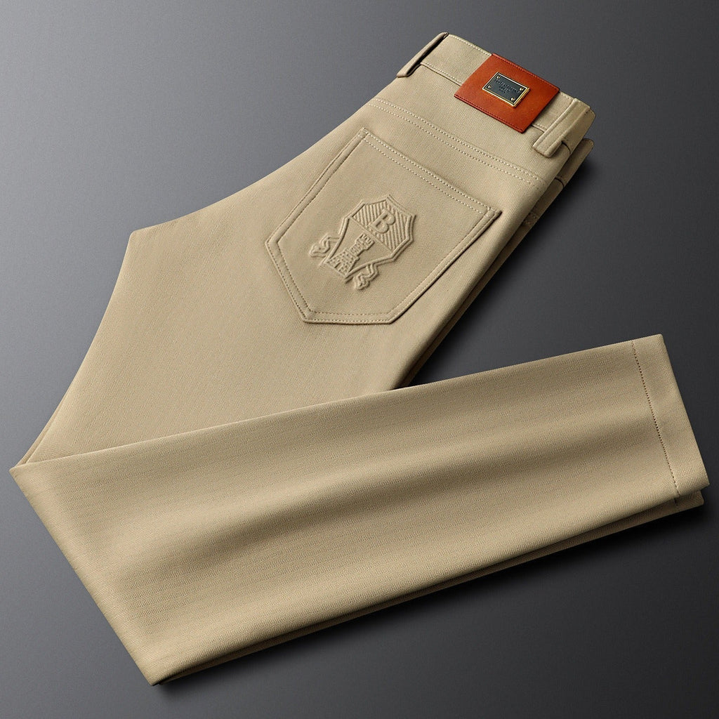 Halvex | Trouser Herringbone Tailored Tonal Crest Embroidery