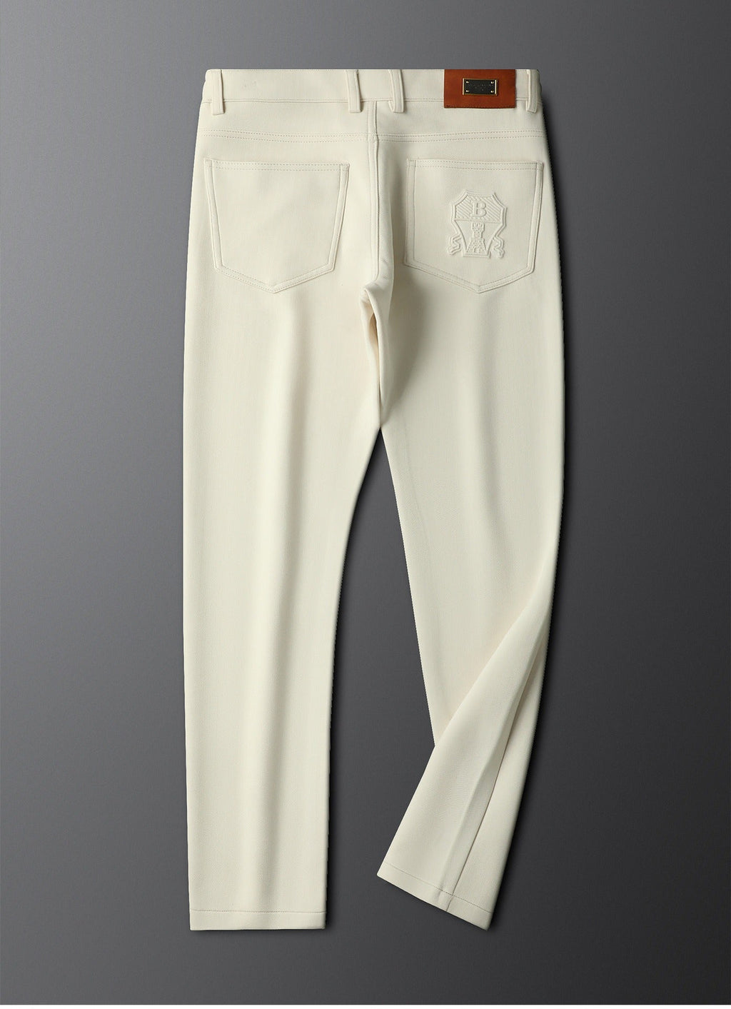 Halvex | Trouser Herringbone Tailored Tonal Crest Embroidery