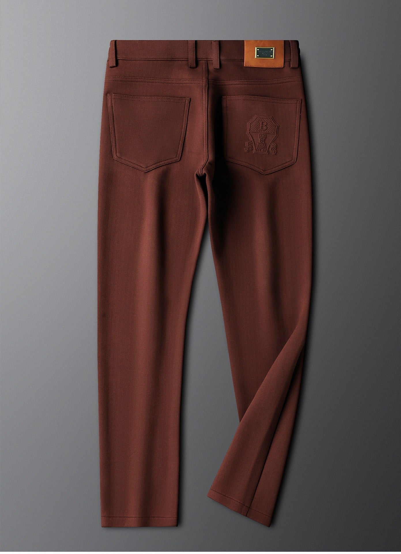 Halvex | Trouser Herringbone Tailored Tonal Crest Embroidery
