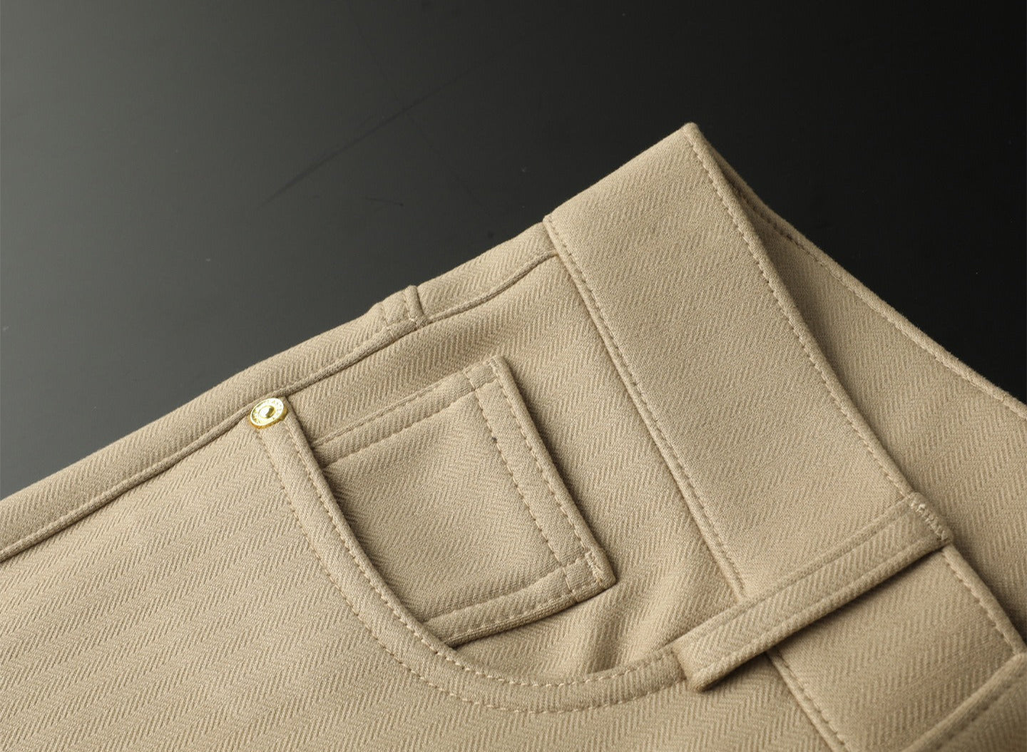 Halvex | Trouser Herringbone Tailored Tonal Crest Embroidery