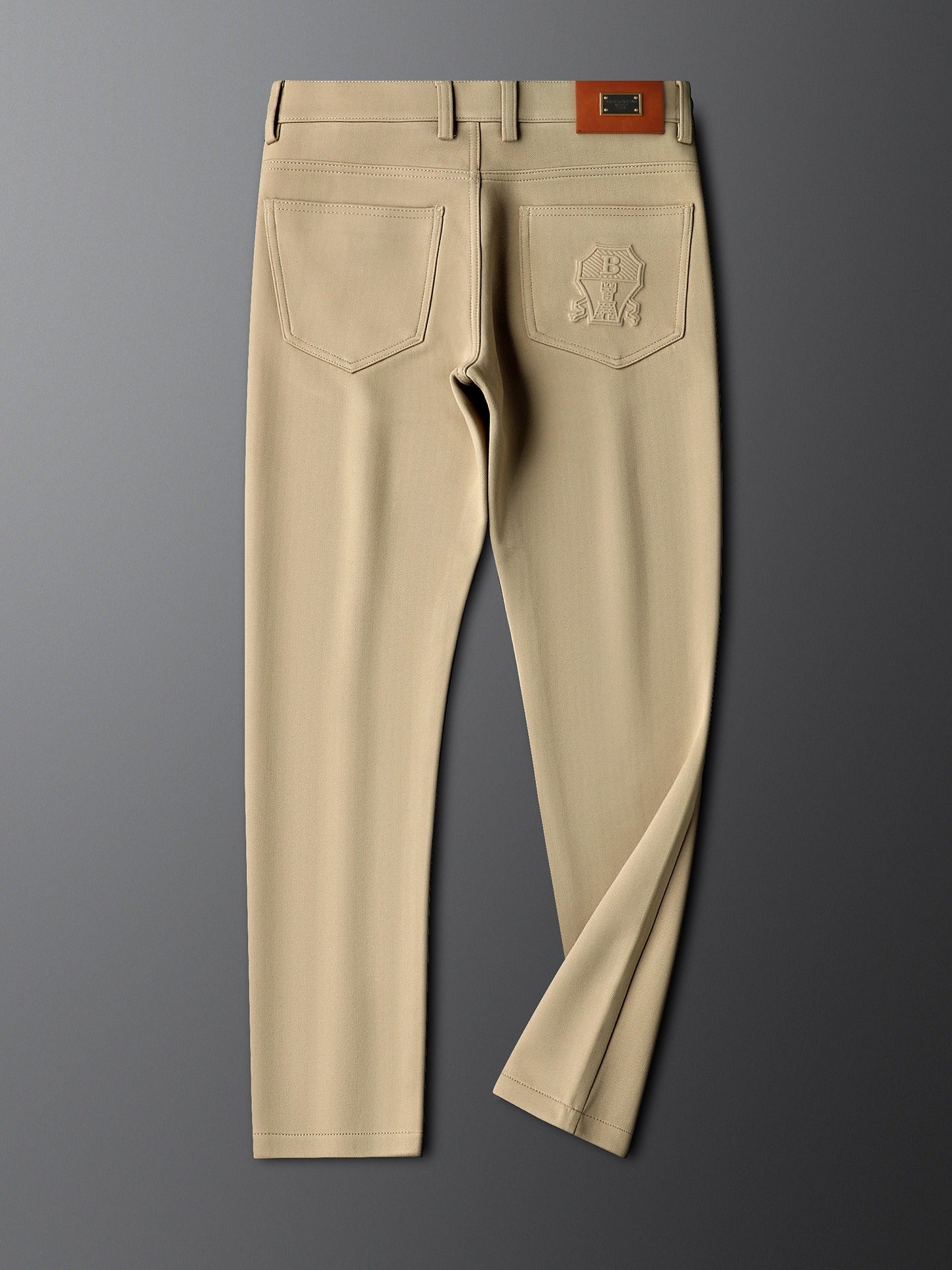 Halvex | Trouser Herringbone Tailored Tonal Crest Embroidery