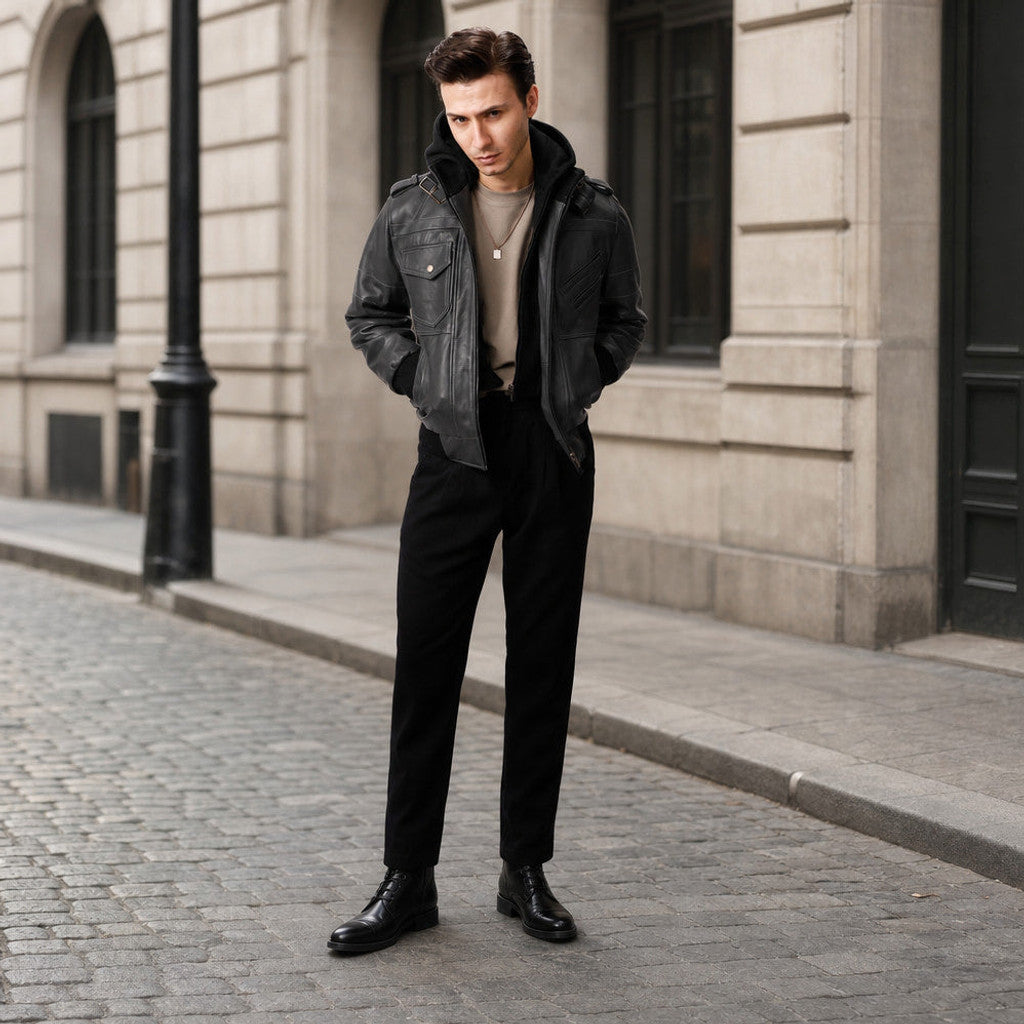 Irvin | Bomber Jacket Removable Hood Black