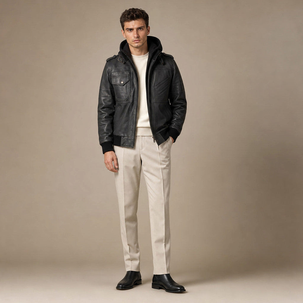 Irvin | Bomber Jacket Removable Hood Black