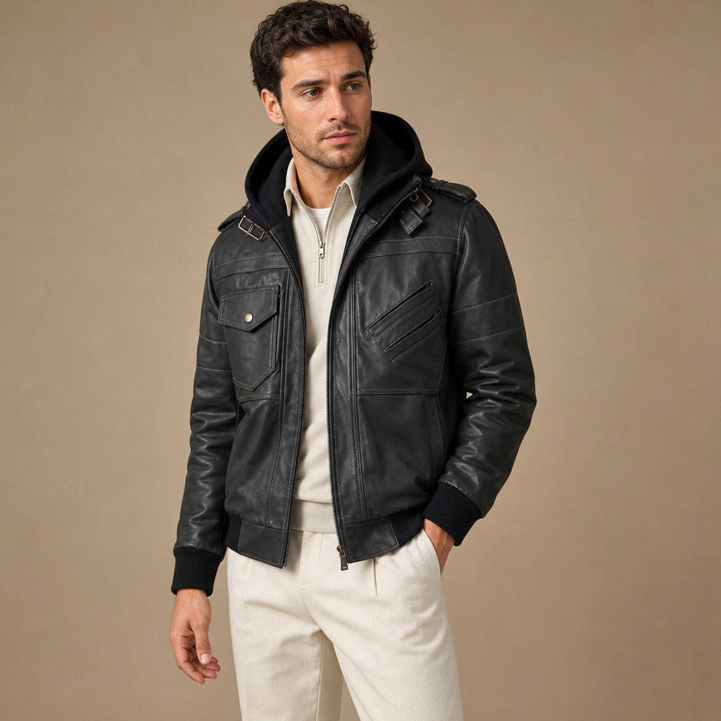 Irvin | Bomber Jacket Removable Hood Black