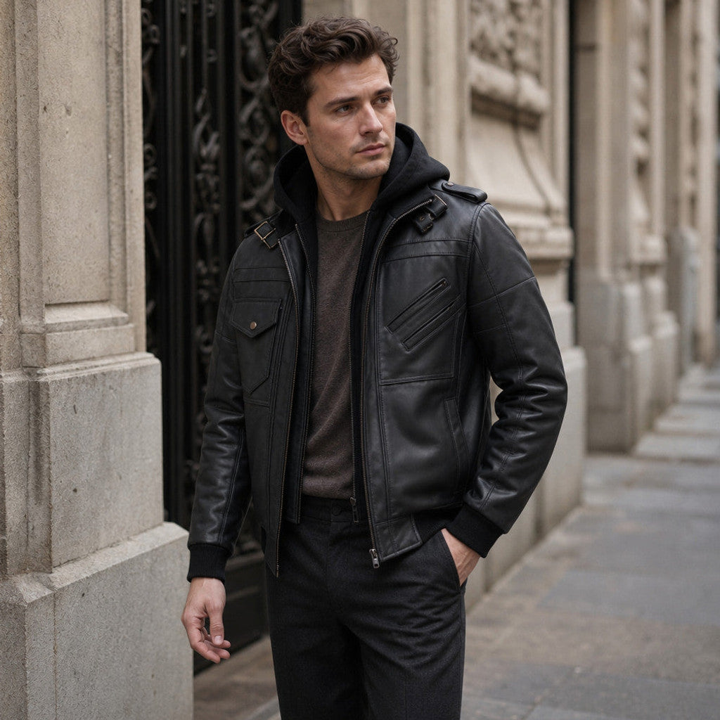 Irvin | Bomber Jacket Removable Hood Black