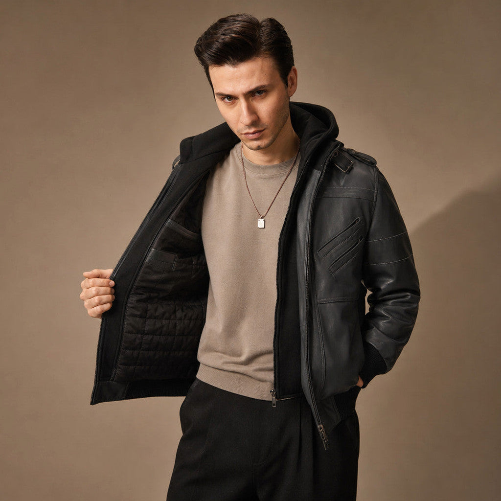 Irvin | Bomber Jacket Removable Hood Black