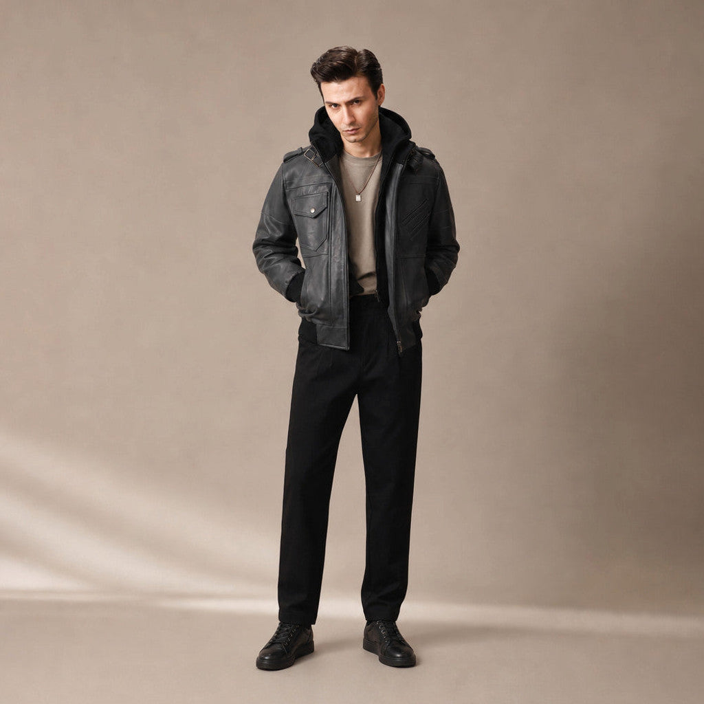 Irvin | Bomber Jacket Removable Hood Black