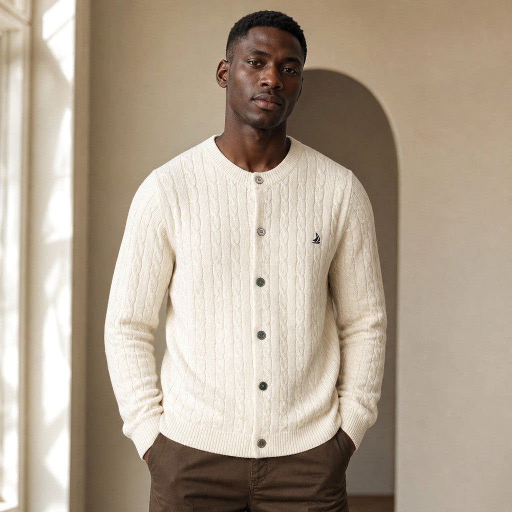 Irwin | Cable Knit Cardigan Button Front – Product Photo