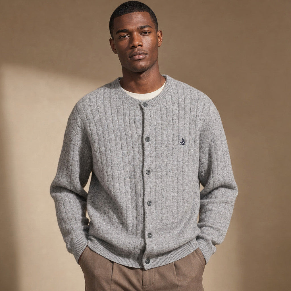 Irwin | Cable Knit Cardigan Button Front – Product Photo