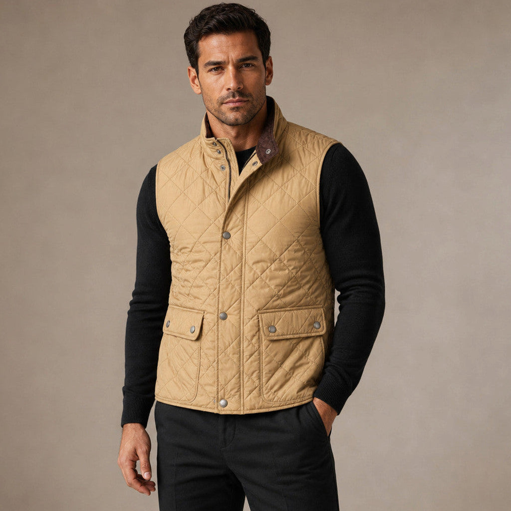 Jasper | Quilted Vest Polo Collar Multi-Pocket