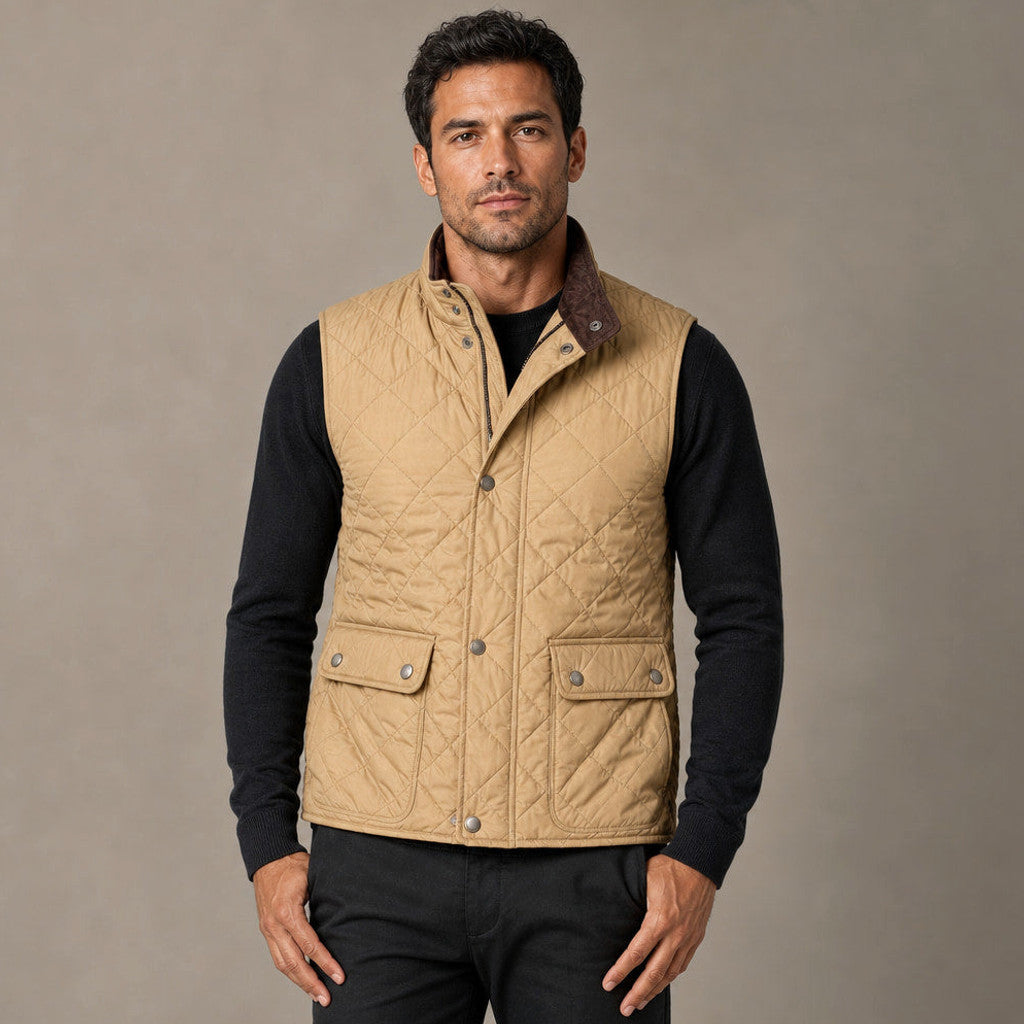 Jasper | Quilted Vest Polo Collar Multi-Pocket