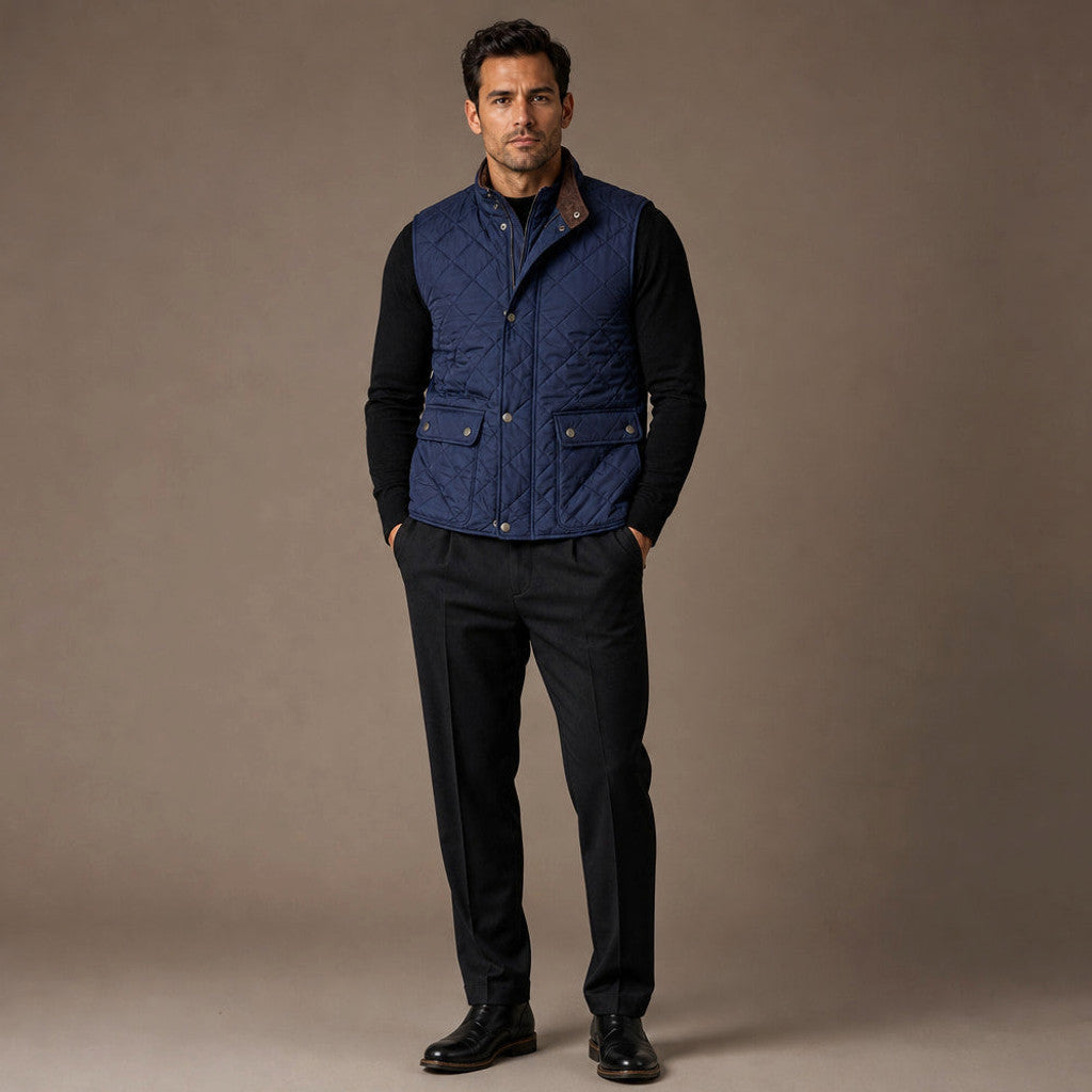 Jasper | Quilted Vest Polo Collar Multi-Pocket