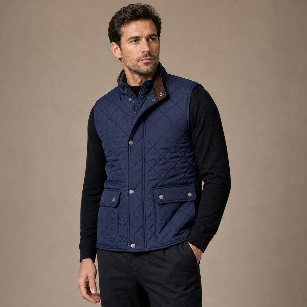 Jasper | Quilted Vest Polo Collar Multi-Pocket