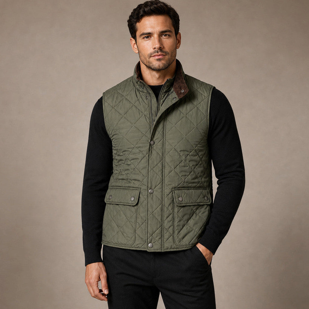 Jasper | Quilted Vest Polo Collar Multi-Pocket