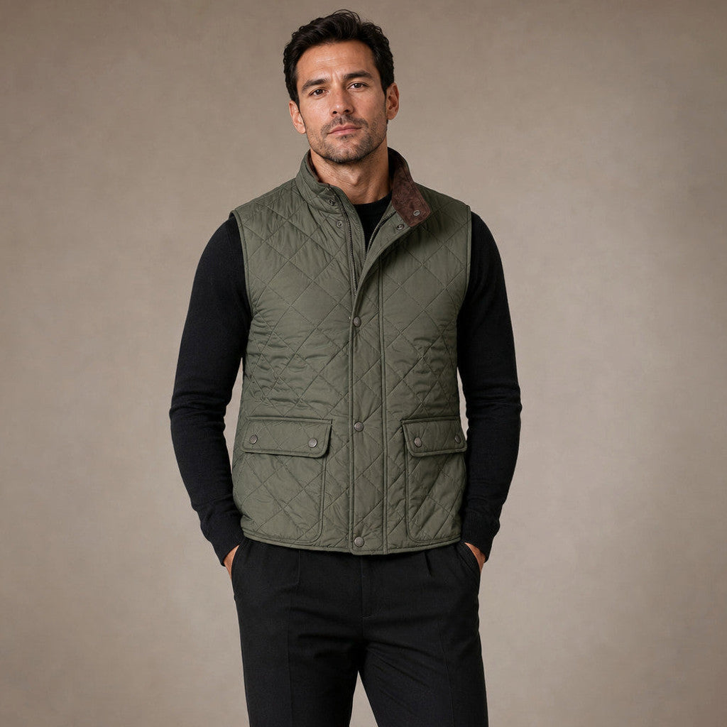 Jasper | Quilted Vest Polo Collar Multi-Pocket