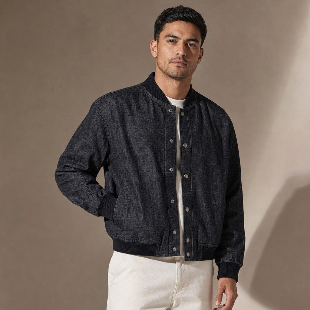 Jeffrey | Denim Bomber Jacket Selvedge Indigo – Product Photo