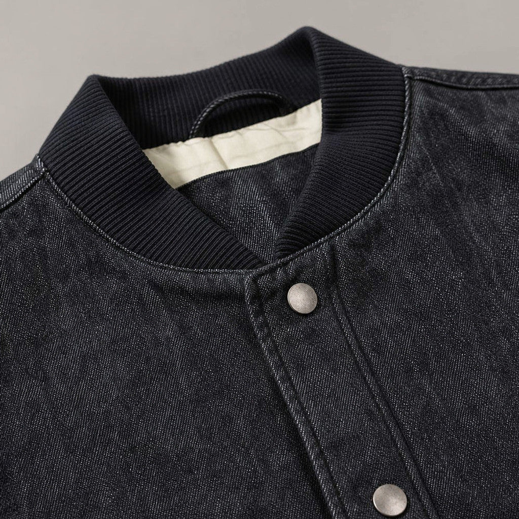 Jeffrey | Denim Bomber Jacket Selvedge Indigo – Product Photo