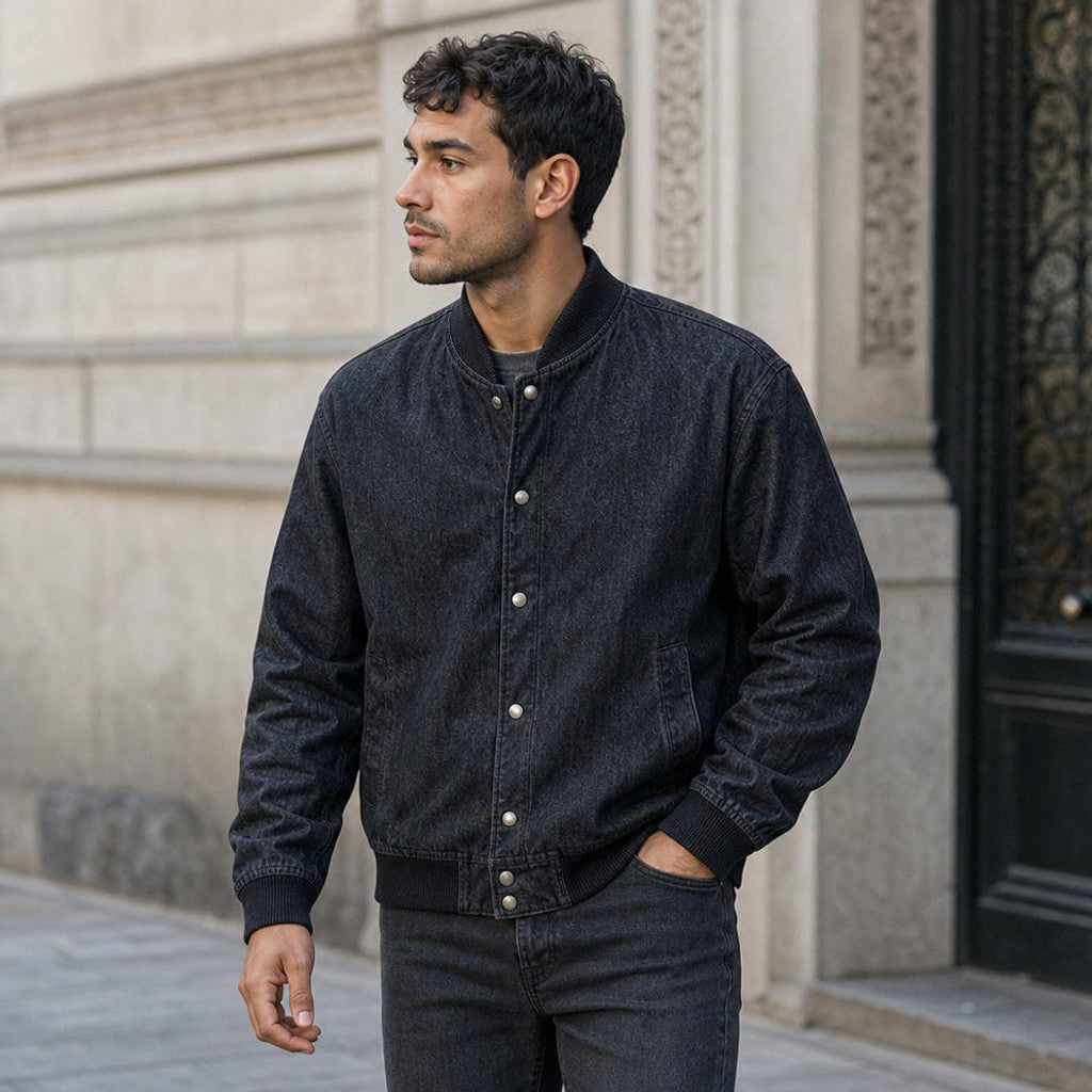 Jeffrey | Denim Bomber Jacket Selvedge Indigo – Product Photo