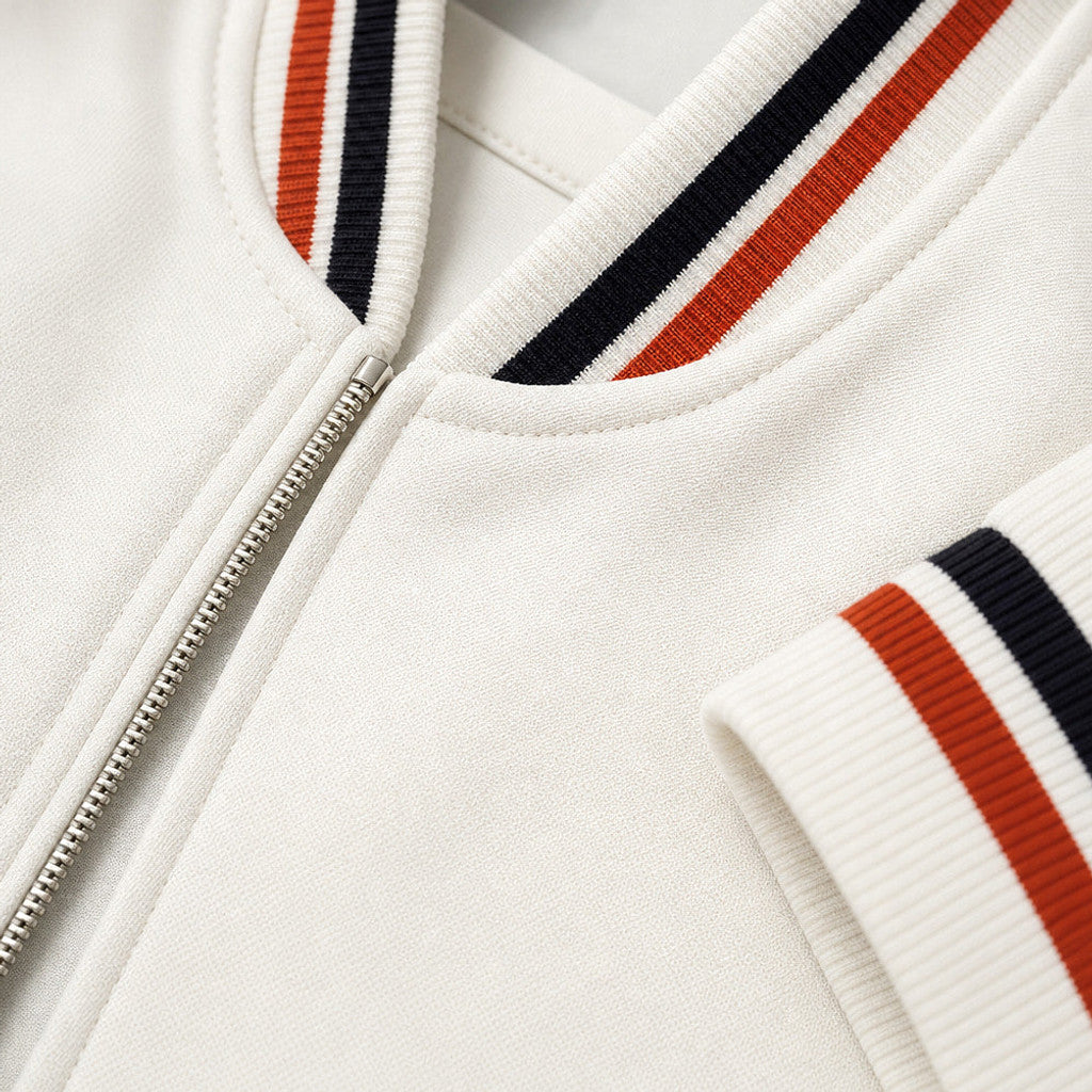 Jenson | Zip-Up Jacket Ribbed Trim Stripe Detail