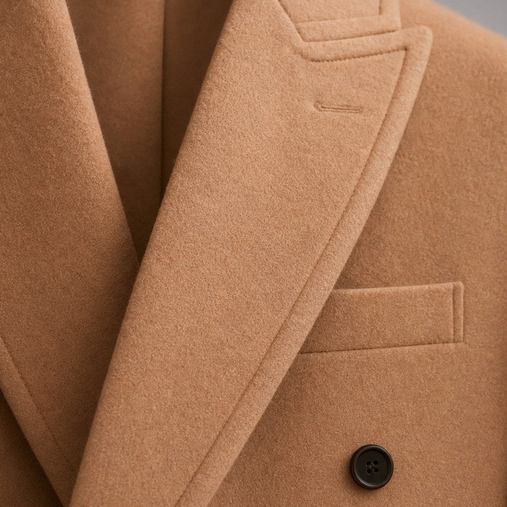 Jerome | Double Breasted Overcoat Wool Tan