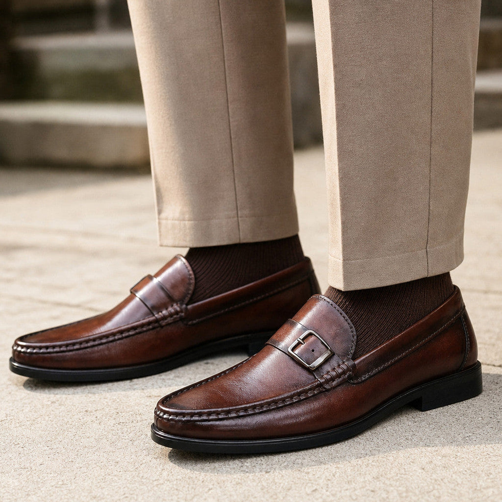 Kendall | Loafer Shoes Bit Buckle Burnished Leather