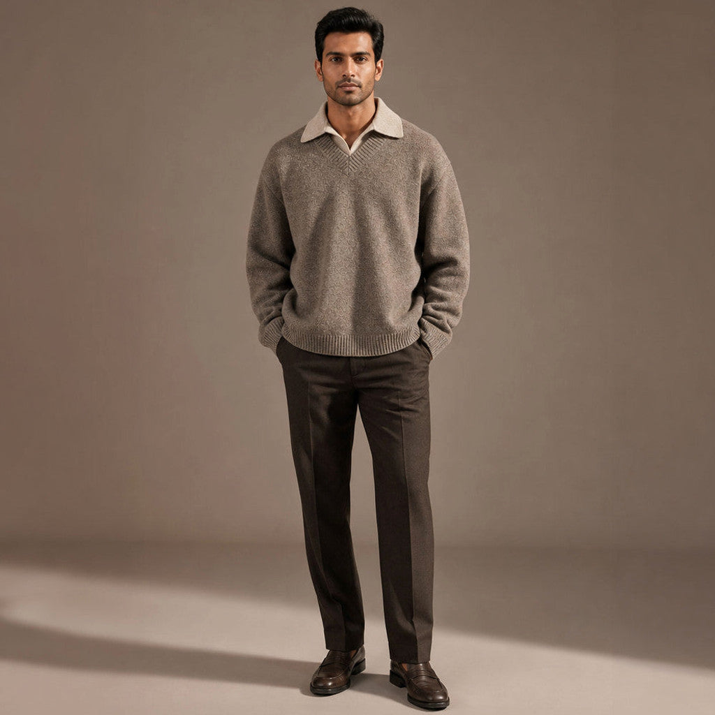 Kirkley | Layered V-Neck Jumper Mock Collar – Product Photo