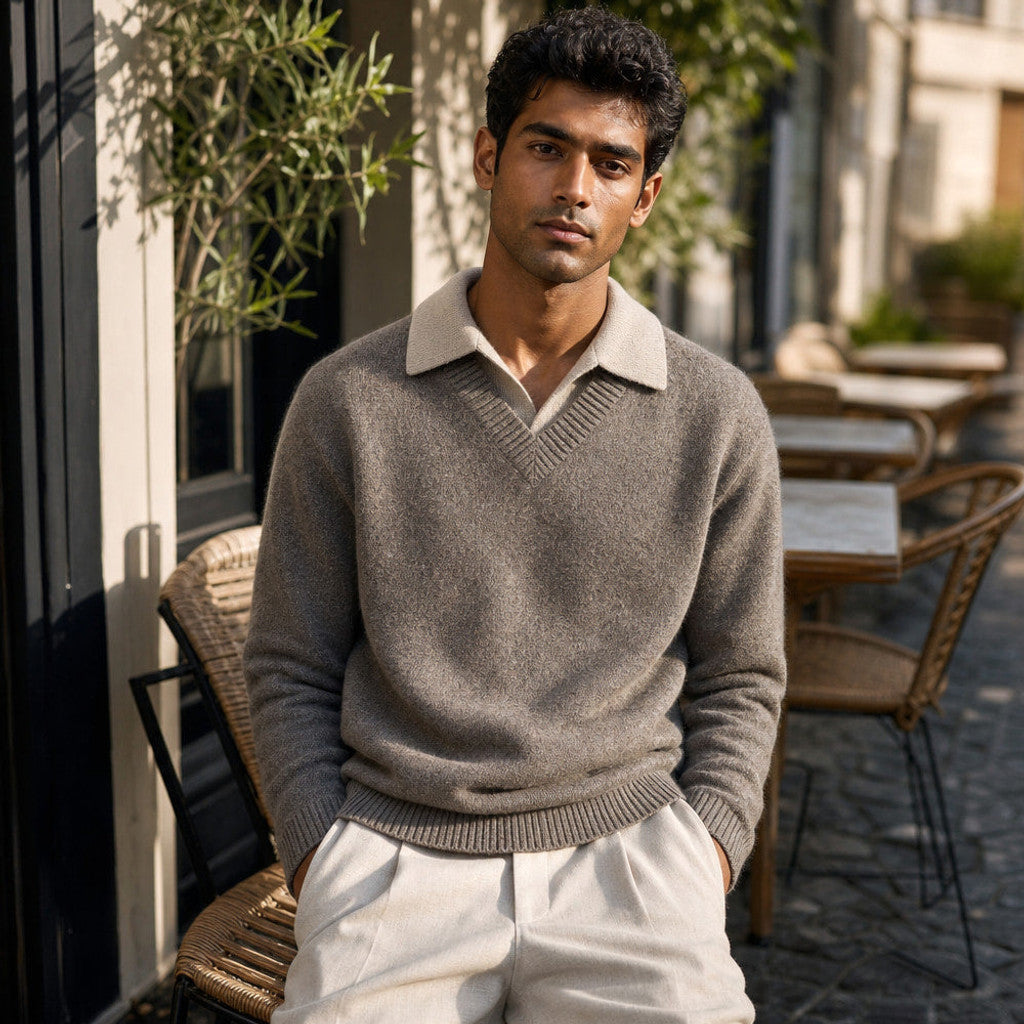 Kirkley | Layered V-Neck Jumper Mock Collar – Product Photo