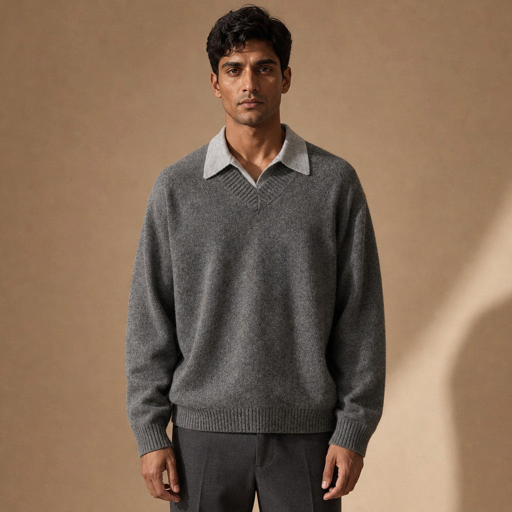 Kirkley | Layered V-Neck Jumper Mock Collar – Product Photo