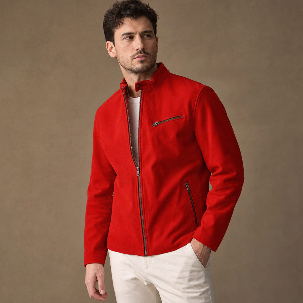 Lannon | Suede Biker Jacket Red