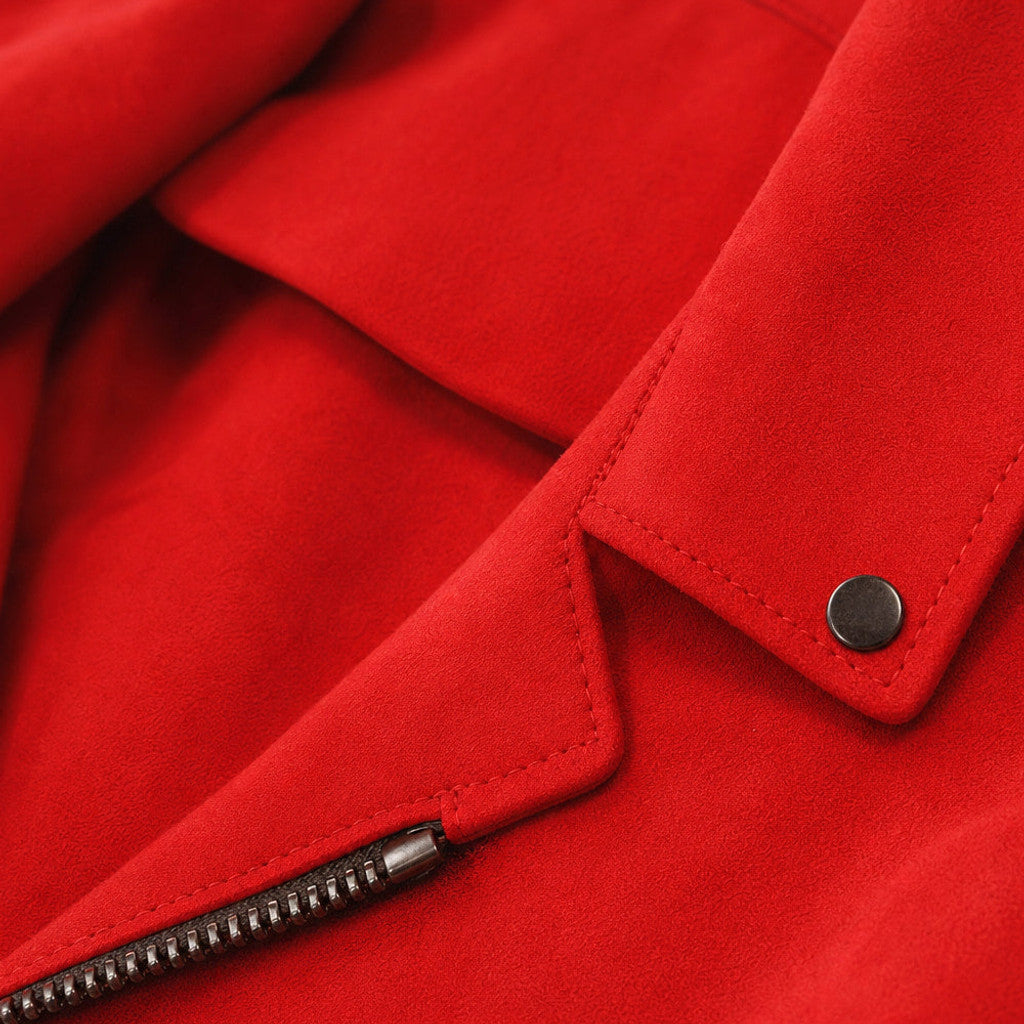 Lannon | Suede Biker Jacket Red