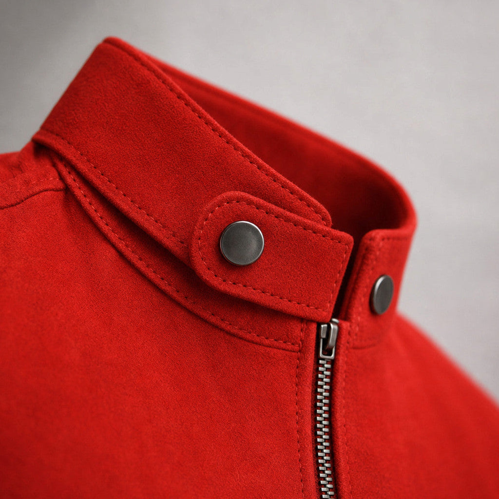 Lannon | Suede Biker Jacket Red
