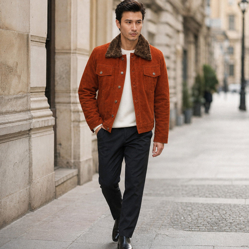 Lawton | Trucker Jacket Suede Shearling Collar