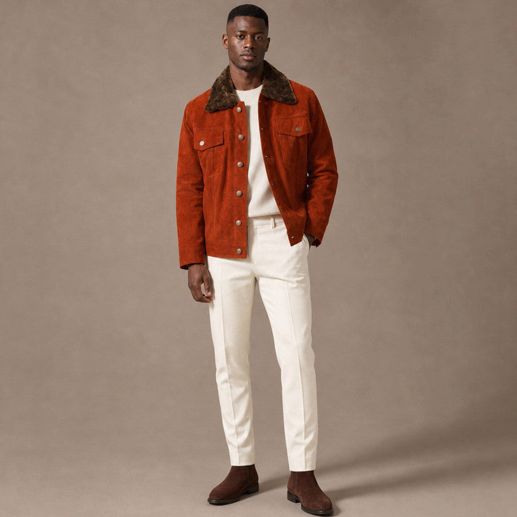 Lawton | Trucker Jacket Suede Shearling Collar