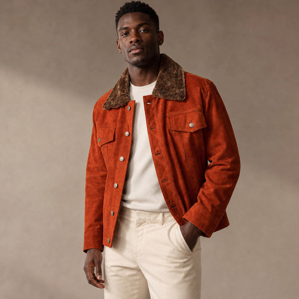 Lawton | Trucker Jacket Suede Shearling Collar