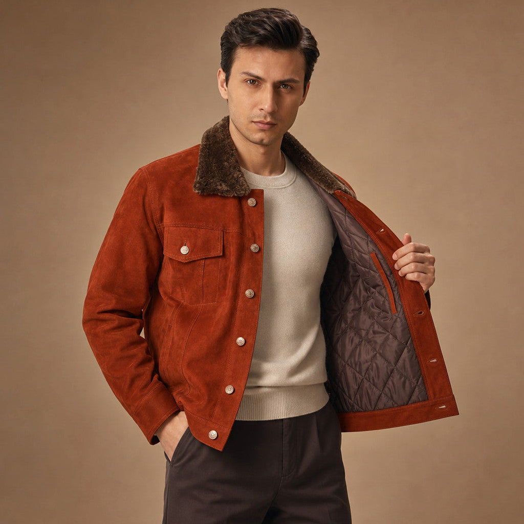 Lawton | Trucker Jacket Suede Shearling Collar