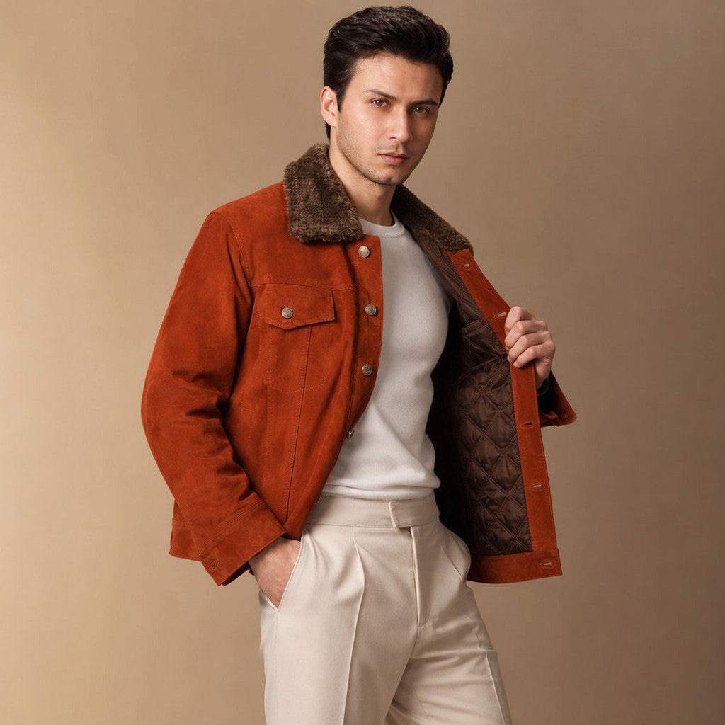 Lawton | Trucker Jacket Suede Shearling Collar