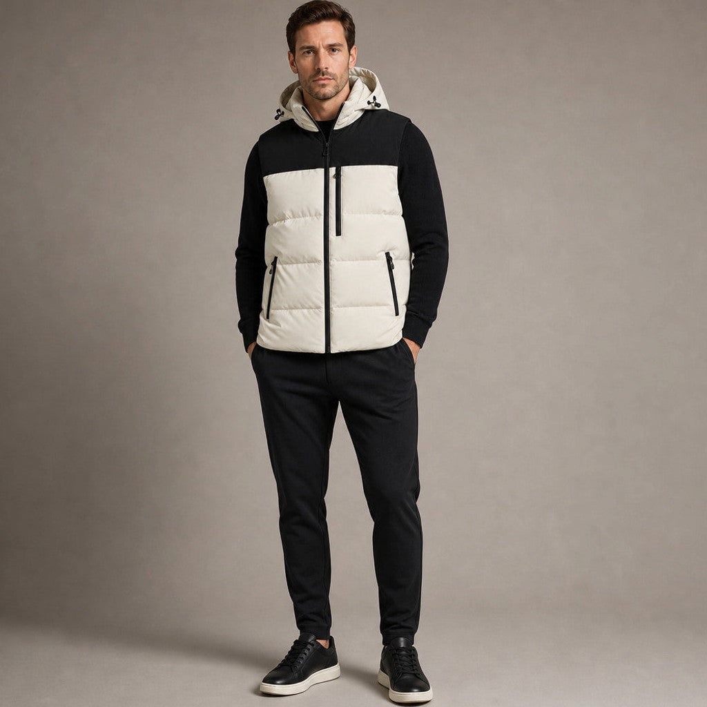 Laxton | Long Puffer Vest Hooded Zip-Up