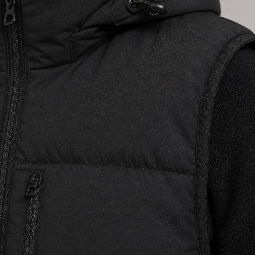 Laxton | Long Puffer Vest Hooded Zip-Up
