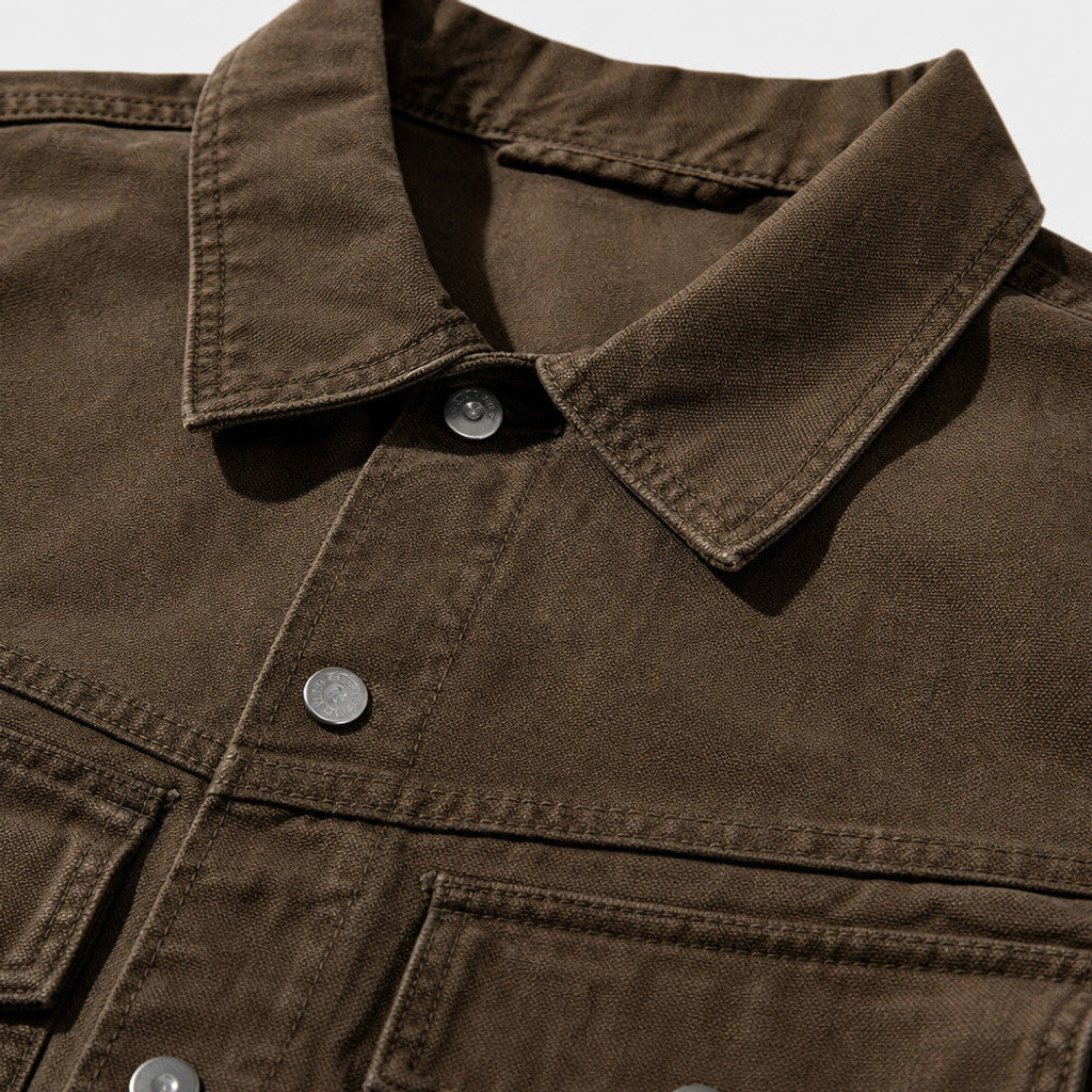 Leighfield | Trucker Jacket Washed Cotton Canvas – Product Photo