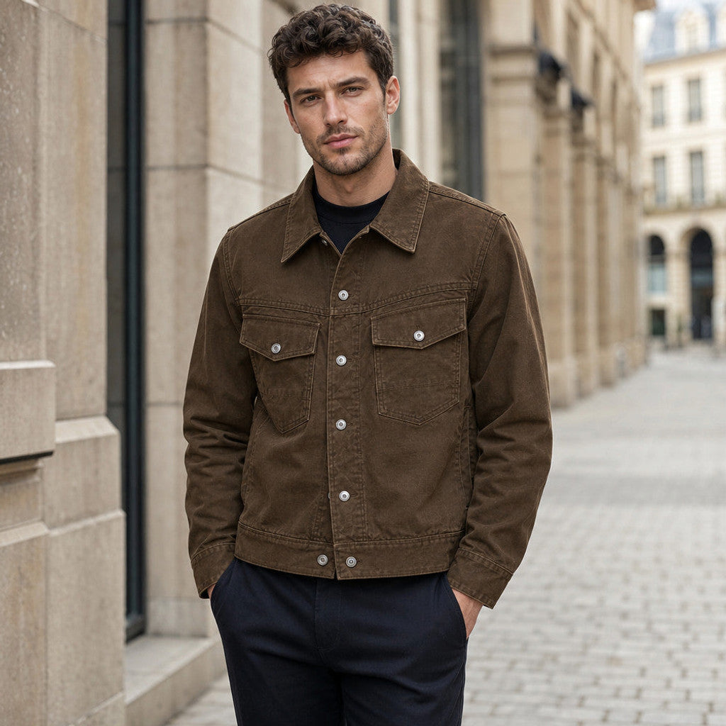 Leighfield | Trucker Jacket Washed Cotton Canvas – Product Photo