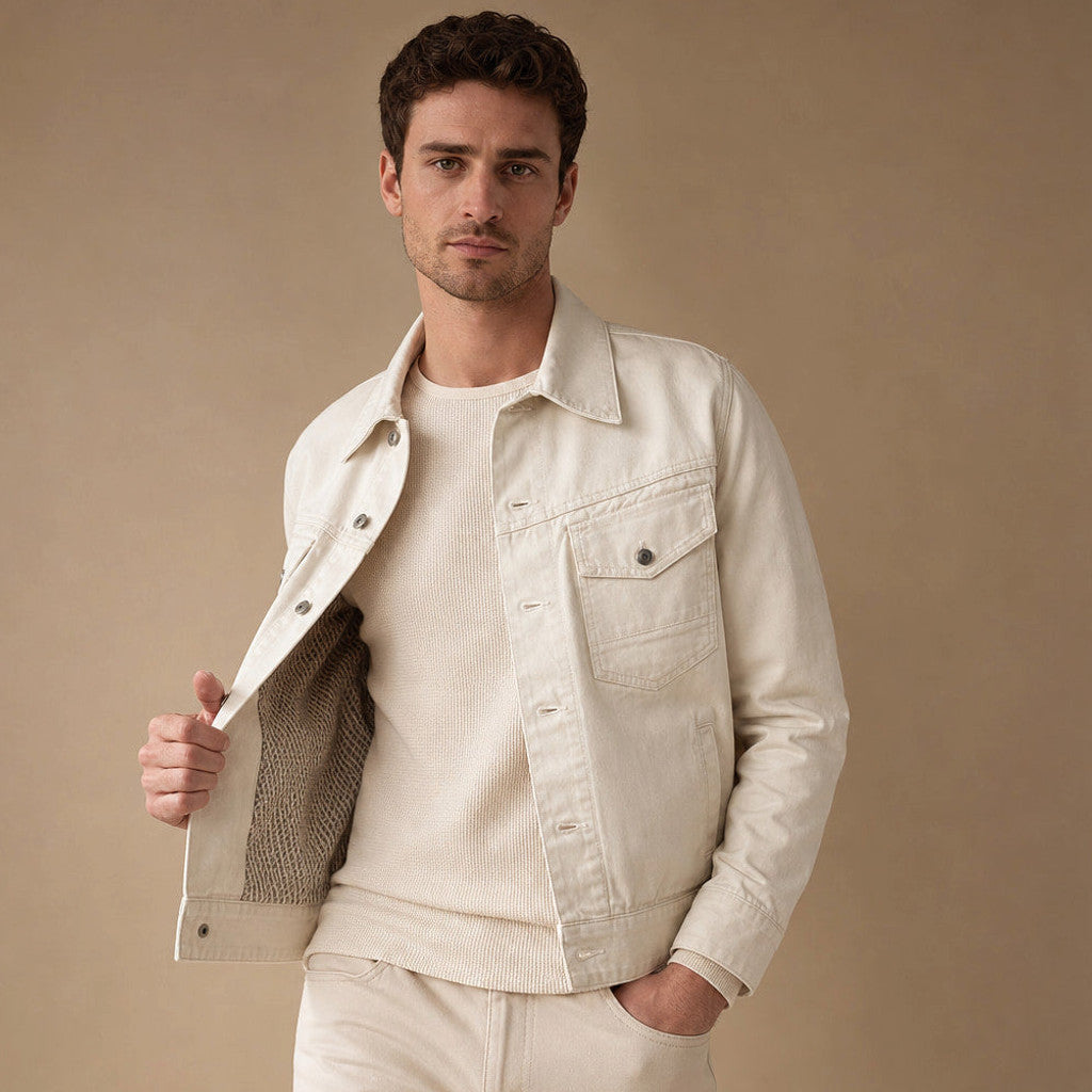 Leighfield | Trucker Jacket Washed Cotton Canvas – Product Photo