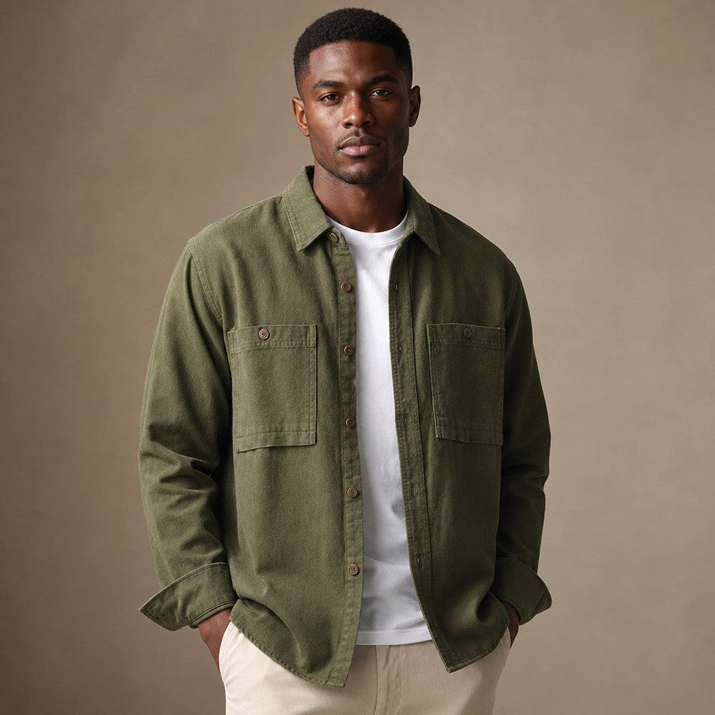Leonard | Overshirt Washed Cotton Double Chest Pocket
