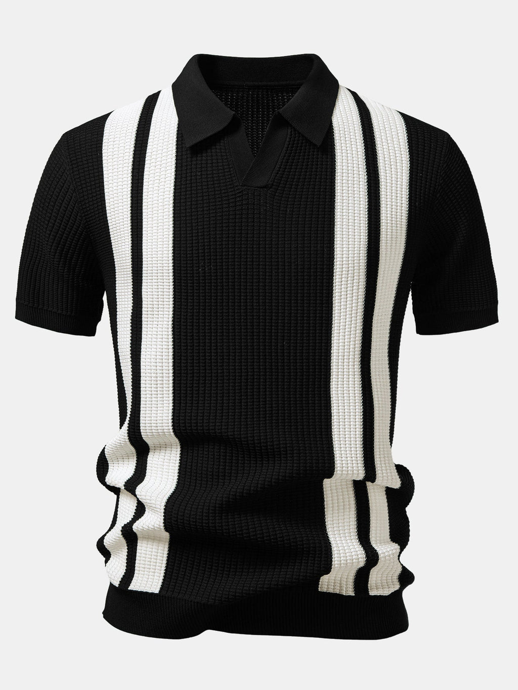 Vestren | Matching Set Striped Knit Polo Waffle Drawstring Pant