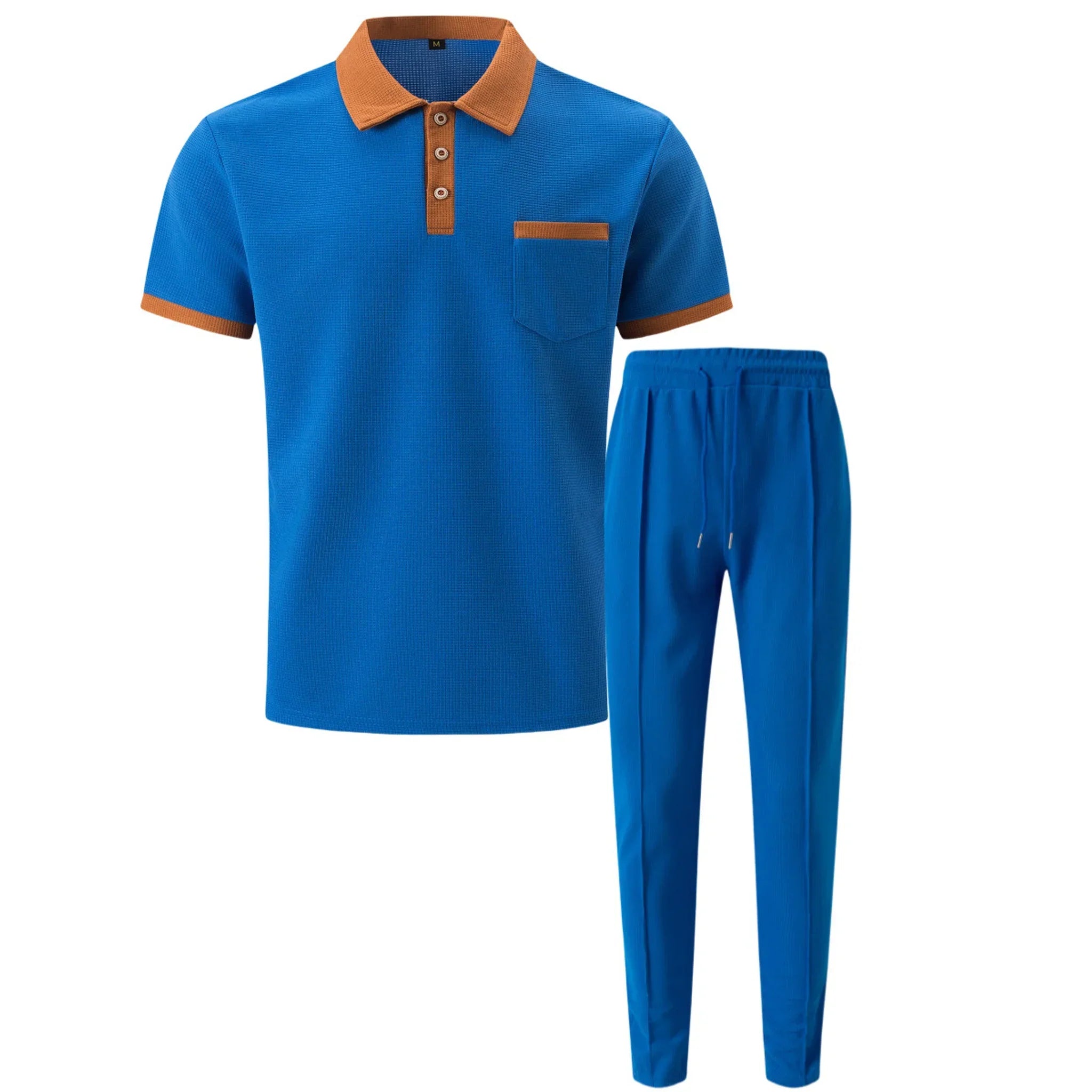 Falcren | Matching Set Waffle Knit Polo Straight-Leg Trousers