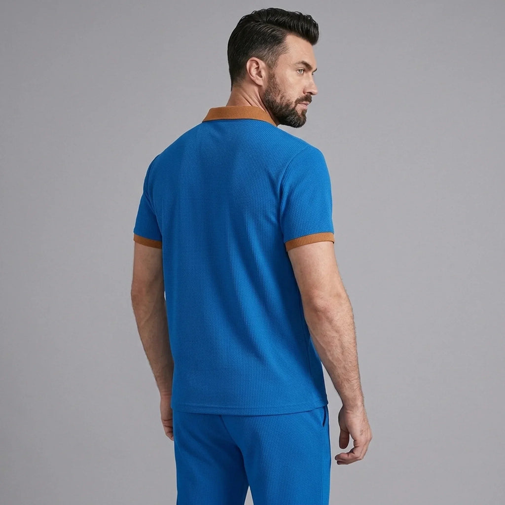 Falcren | Matching Set Waffle Knit Polo Straight-Leg Trousers