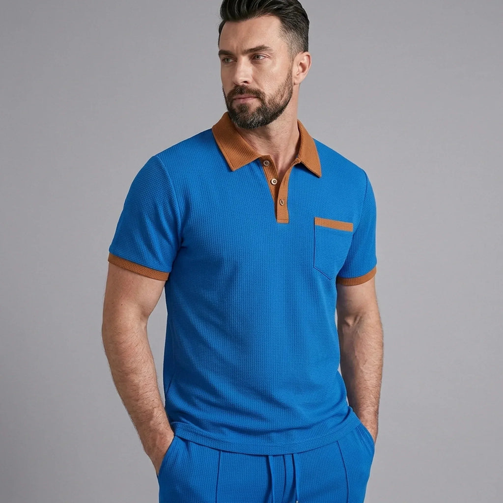 Falcren | Matching Set Waffle Knit Polo Straight-Leg Trousers