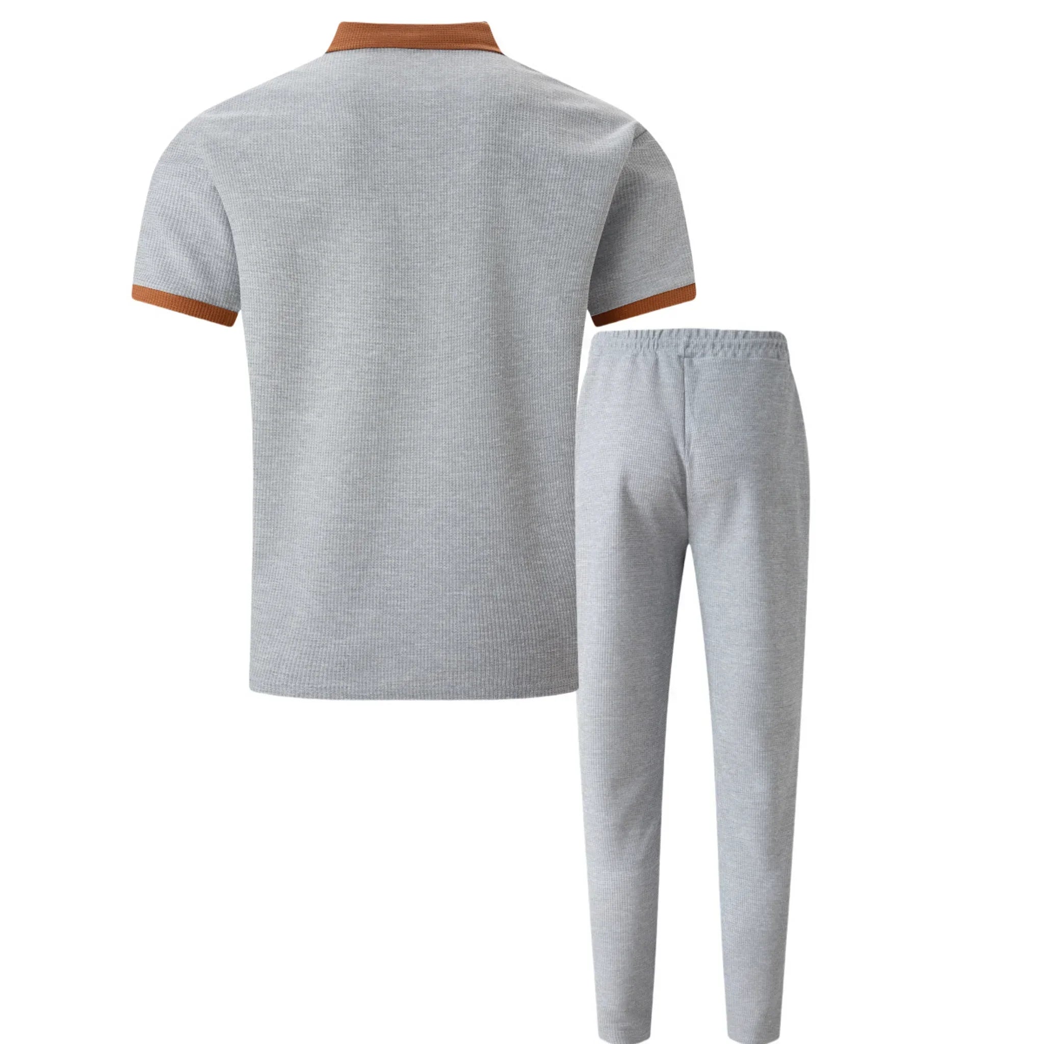 Falcren | Matching Set Waffle Knit Polo Straight-Leg Trousers