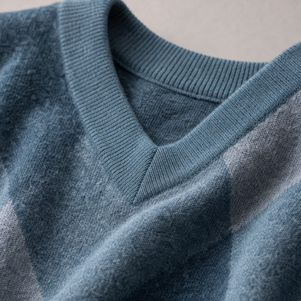 Marden | V-Neck Plaid Knit Jumper