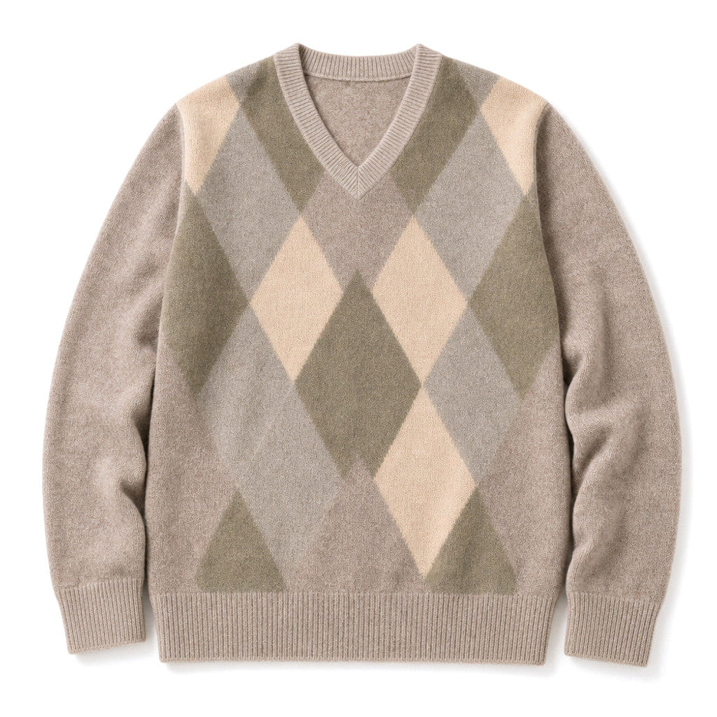 Marden | V-Neck Plaid Knit Jumper