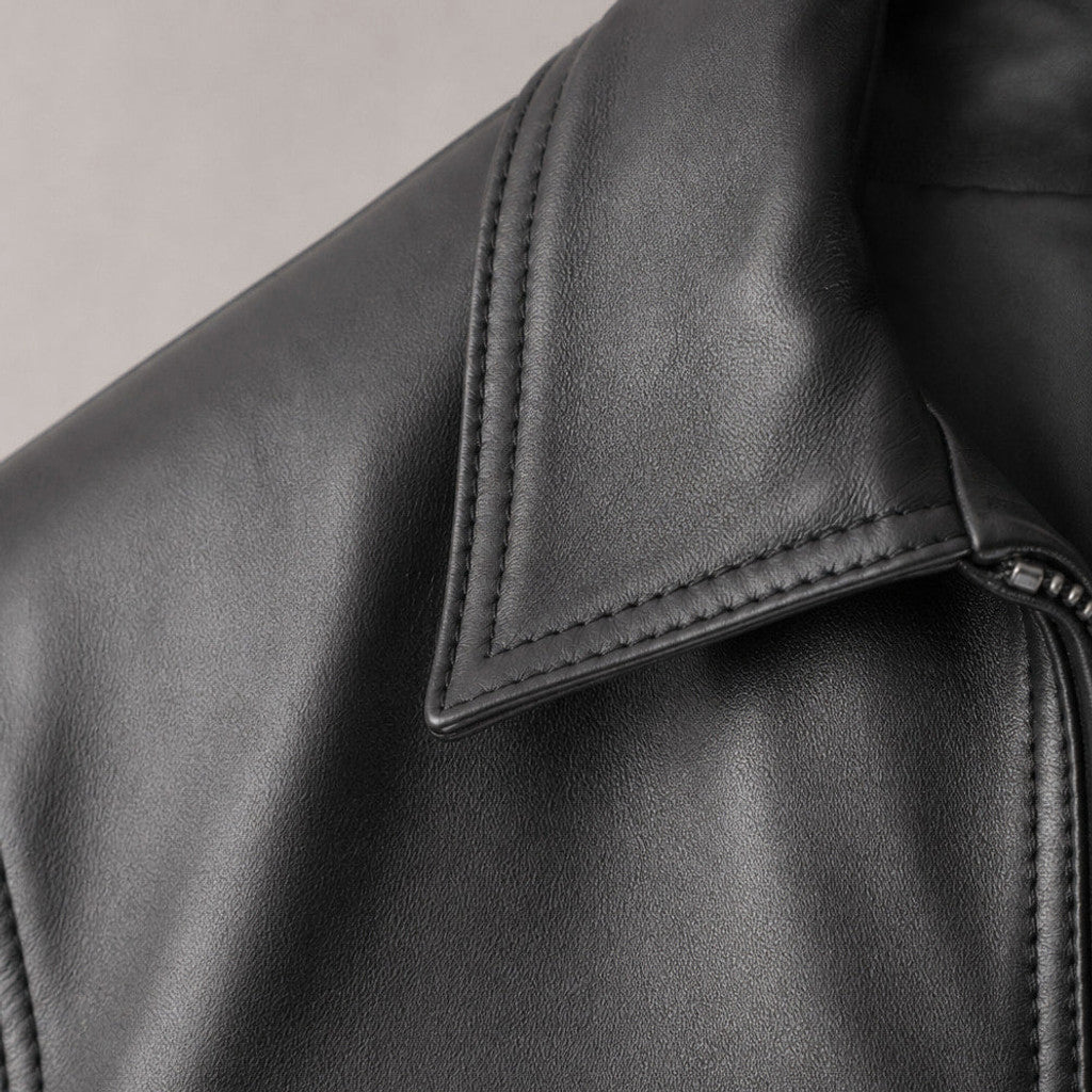 Maxwell | Leather Biker Jacket Sheepskin Black